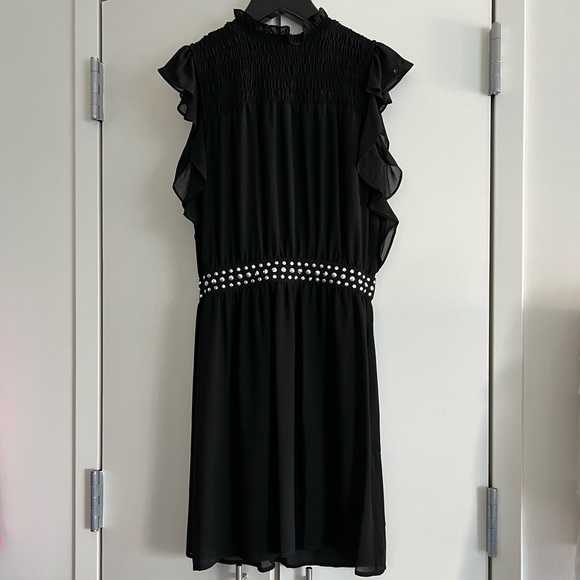 MICHAEL Michael Kors Black Midi Dress w/ Embellished Waist - Picture 1 of 7